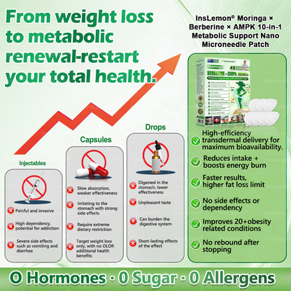 𝐈𝐧𝐬𝐋𝐞𝐦𝐨𝐧® 𝗠𝗼𝗿𝗶𝗻𝗴𝗮 × 𝗕𝗲𝗿𝗯𝗲𝗿𝗶𝗻𝗲 × 𝗔𝗠𝗣𝗞 𝟭𝟬-𝗶𝗻-𝟭 𝗠𝗲𝘁𝗮𝗯𝗼𝗹𝗶𝗰 𝗡𝗮𝗻𝗼 𝗣𝗮𝘁𝗰𝗵 (𝐎𝐧𝐜𝐞 𝐝𝐚𝐢𝐥𝐲, 𝐯𝐢𝐬𝐢𝐛𝐥𝐞 𝐫𝐞𝐬𝐮𝐥𝐭𝐬 𝐢𝐧 𝟕 𝐝𝐚𝐲𝐬) ✅ Supports weight, 🅛🅞🅞🅢🅔 🅢🅚🅘🅝, sleep & joints 🌟